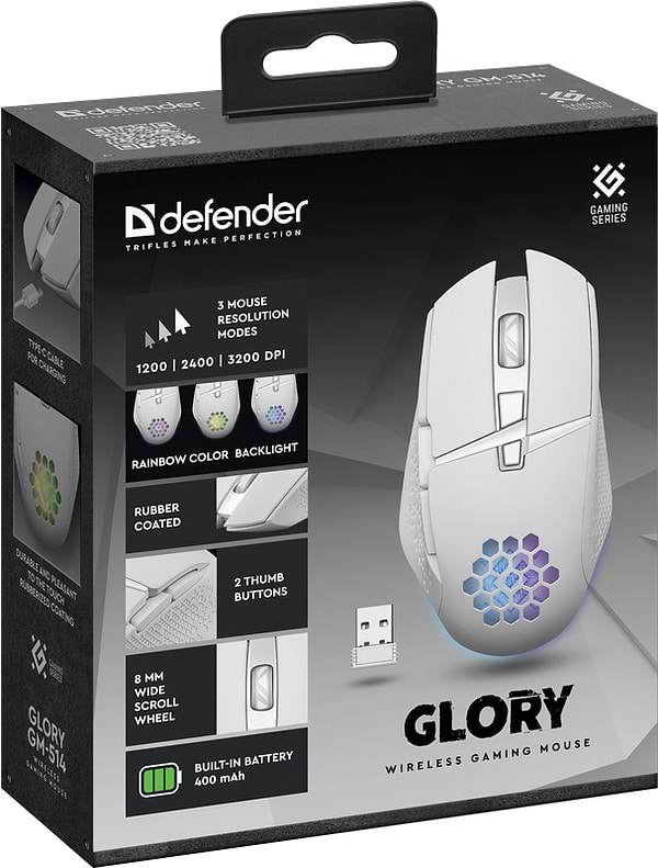 Фото - Миша бездротова ігрова Defender Glory GM-514 White