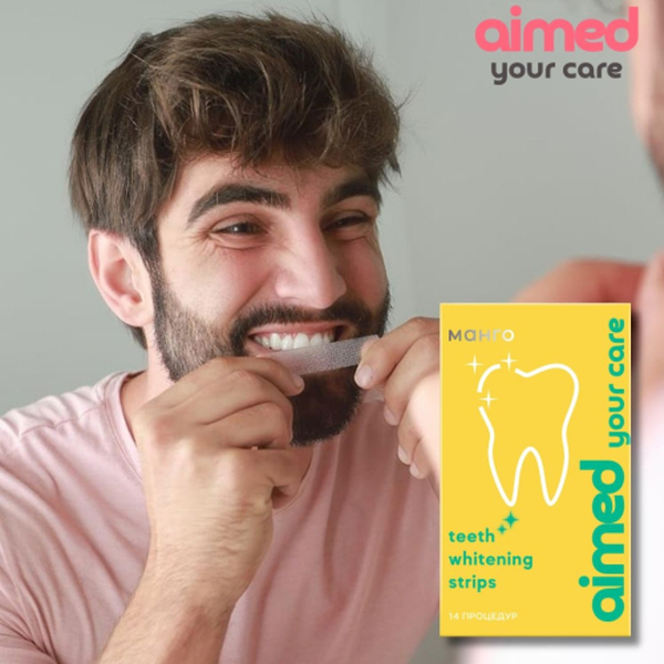 Фото - Отбеливающие полоски для зубов AIMED Teeth Whitening Strips 28 шт на 14 процедур вкус манго (AI-TWS28_mango)