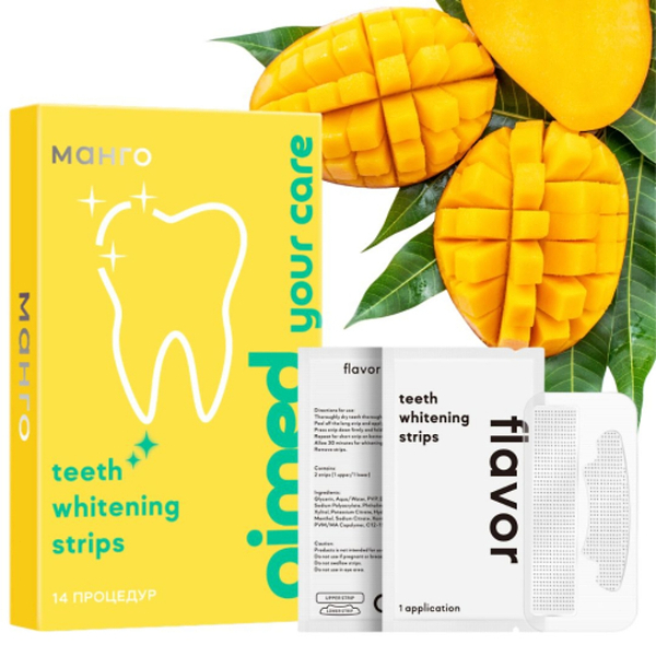 Фото - Отбеливающие полоски для зубов AIMED Teeth Whitening Strips 28 шт на 14 процедур вкус манго (AI-TWS28_mango)