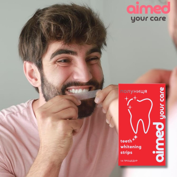 Фото - Відбілюючі смужки для зубів AIMED Teeth Whitening Strips 28 шт на 14 процедур смак полуниця (AI-TWS28_stb)