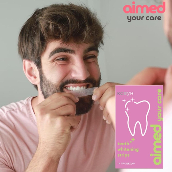 Фото - Відбілюючі смужки для зубів AIMED Teeth Whitening Strips 28 шт на 14 процедур смак кавун (AI-TWS28_wtm)