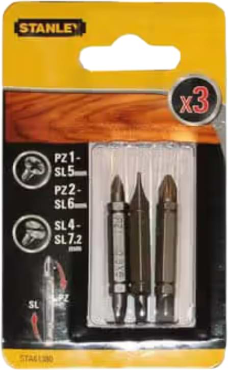 Фото - Набор бит для отвертки Stanley Pozidriv, Slotted 3 шт. (STA61380) Фото - Набор бит для отвертки Stanley Pozidriv, Slotted 3 шт. (STA61380)