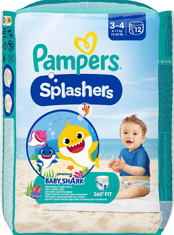 Фото - Одноразовые подгузники-трусики для плавания Pampers Splashers Размер 3-4 (6-11 кг), 12 шт. (80829524)