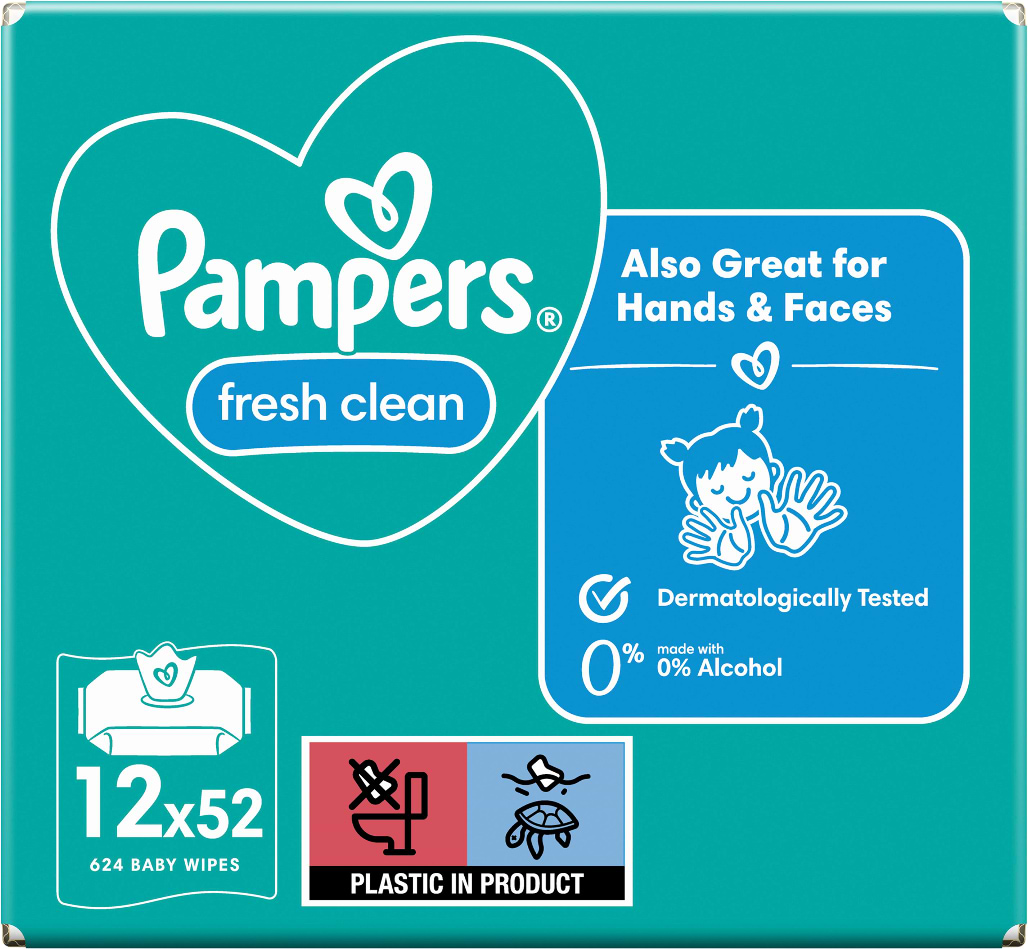 Влажные салфетки для грудничков Pampers Fresh Clean, 624 шт. (12*52 шт) (81778530) - Фото 1
