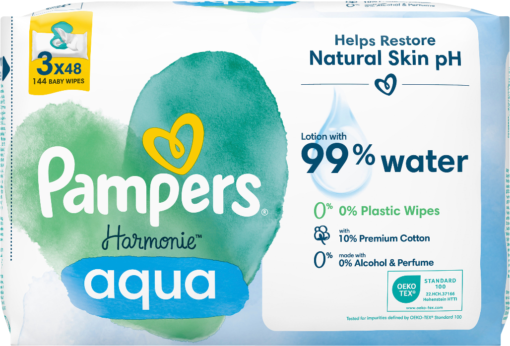 Купити Вологі серветки для немовлят Pampers Harmonie Aqua, 144 шт. (3*48 шт) (80816903) - Фото 1 Вологі серветки для немовлят Pampers Harmonie Aqua, 144 шт. (3*48 шт) (80816903) - Фото 1