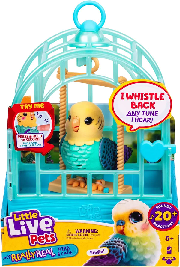 Фото - Інтерактивна іграшка Moose хвилястий папужка Інді в клітці (26691)