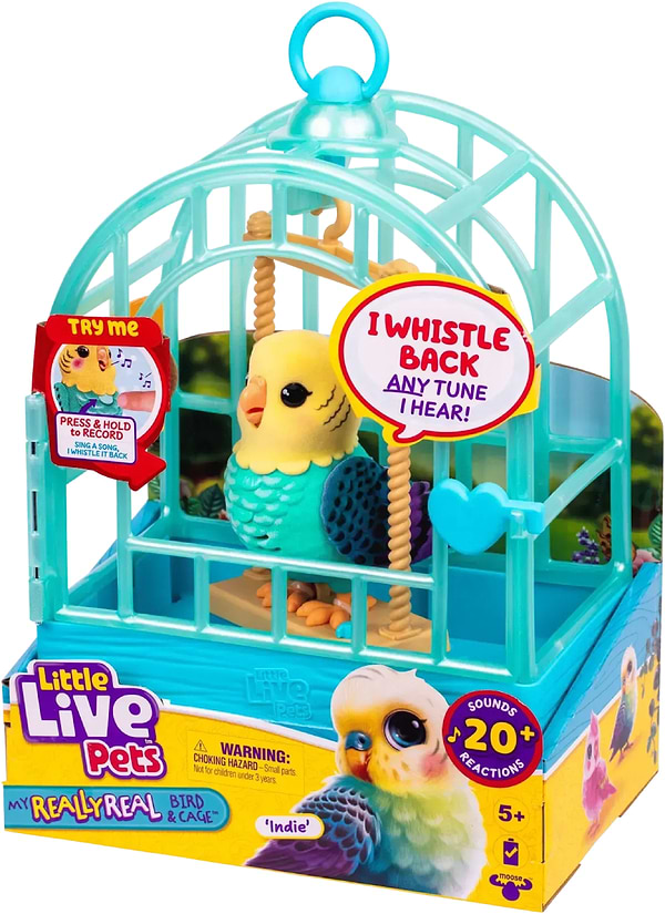 Фото - Інтерактивна іграшка Moose хвилястий папужка Інді в клітці (26691)