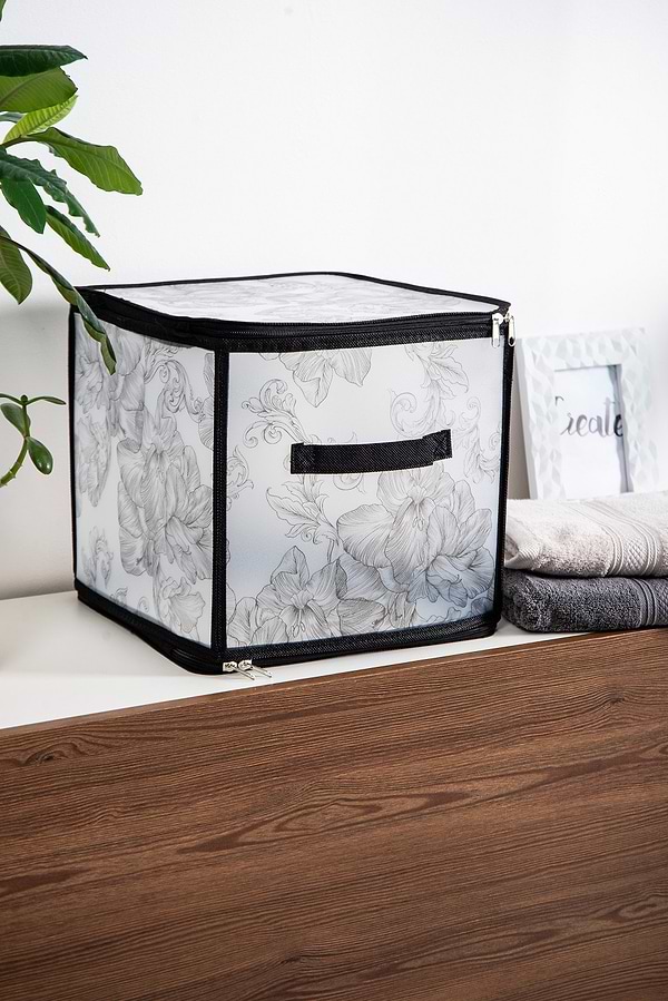 Фото - Короб для зберігання Idea Home DB-22 квад. з/кр з/блиск Anthracite Flowers