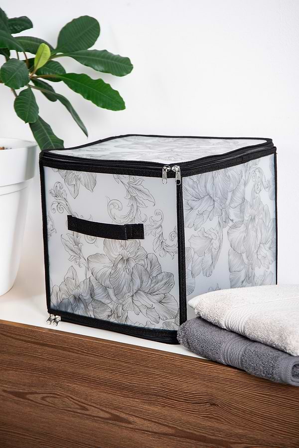 Фото - Короб для зберігання Idea Home DB-22 квад. з/кр з/блиск Anthracite Flowers