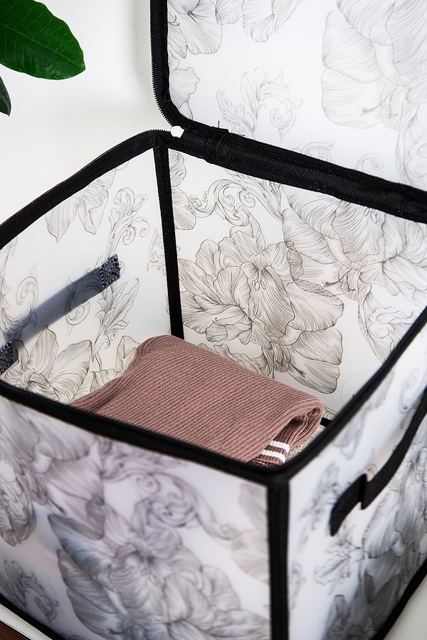 Фото - Короб для зберігання Idea Home DB-22 квад. з/кр з/блиск Anthracite Flowers