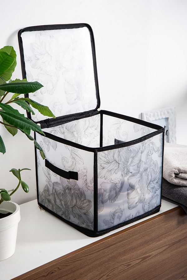 Фото - Короб для зберігання Idea Home DB-22 квад. з/кр з/блиск Anthracite Flowers