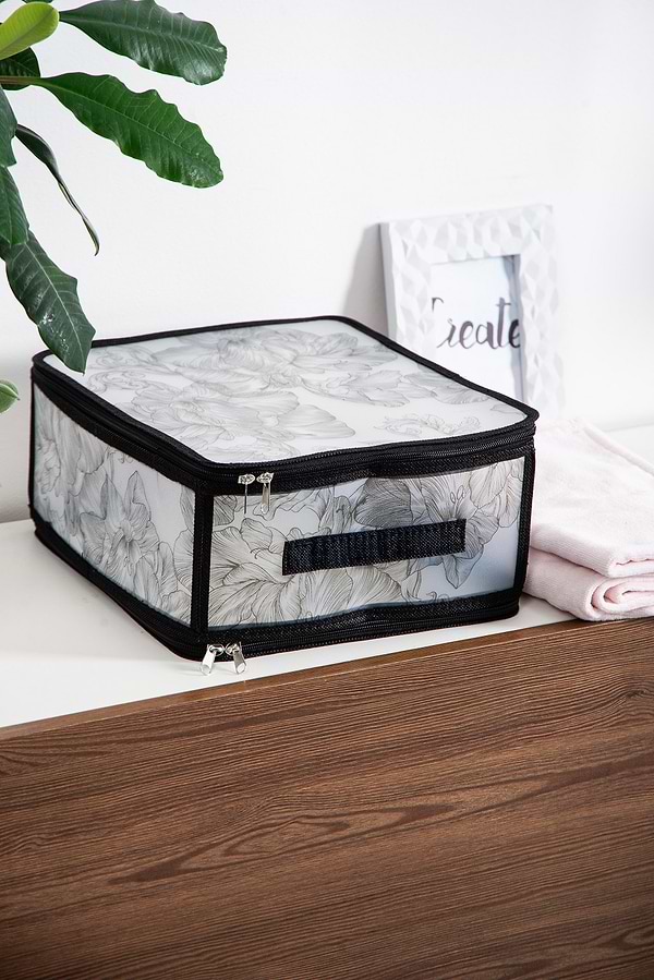 Фото - Короб для хранения Idea Home DB-24 прям. с/кр с/блеск Anthracite Flowers