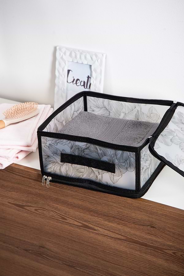 Фото - Короб для хранения Idea Home DB-24 прям. с/кр с/блеск Anthracite Flowers