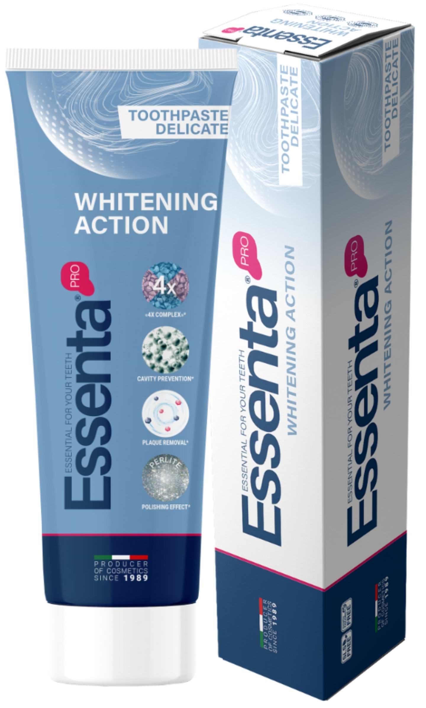 Зубна паста Essenta Pro Whitening Action 75 мл (8031447500060) - Фото 1