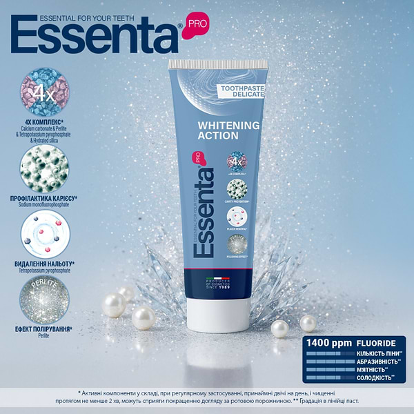 Фото - Зубна паста Essenta Pro Whitening Action 75 мл (8031447500060)
