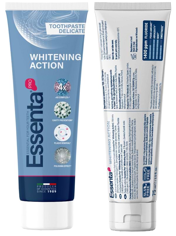 Фото - Зубна паста Essenta Pro Whitening Action 75 мл (8031447500060)