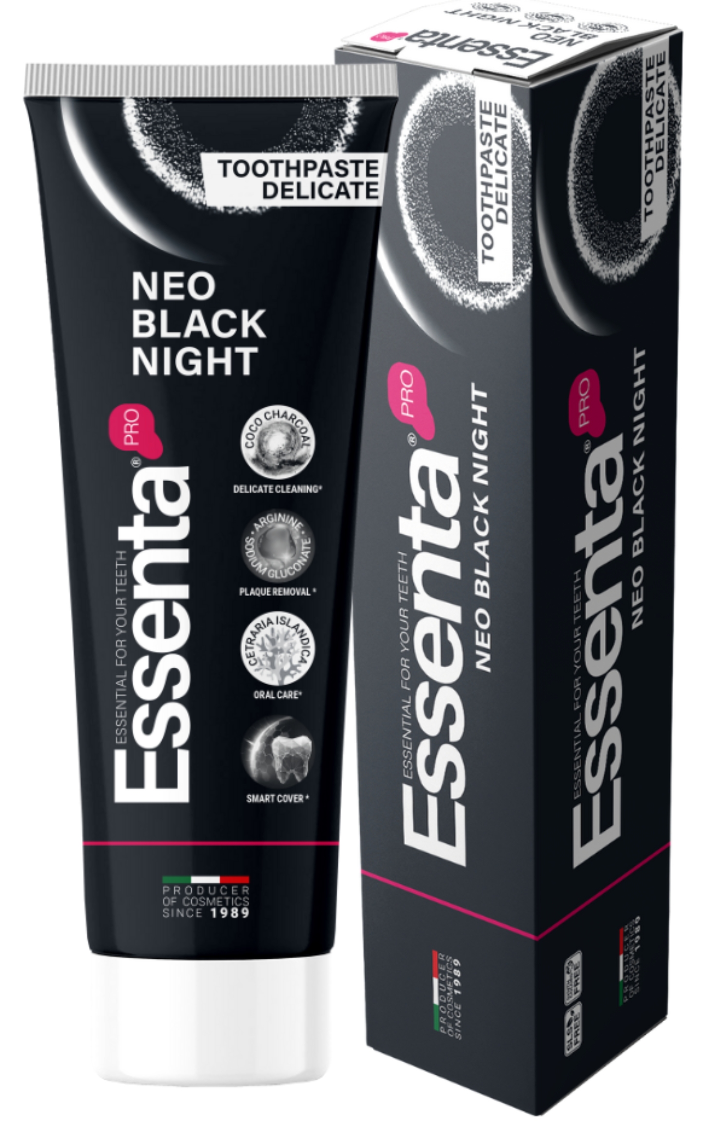 Зубна паста Essenta Pro Neo Black Night 75 мл (8031447500107) - Фото 1