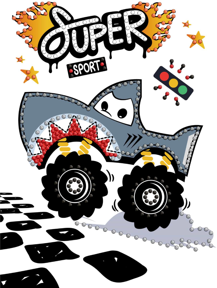 Алмазная живопись Ideyka Машина-акула 15x20 см (AMV1230)