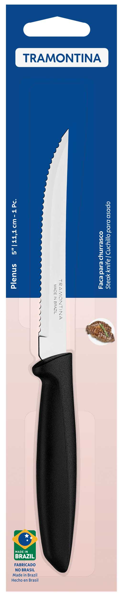 Фото - Ніж хвилястий Tramontina PLENUS black 11.6 см (23410/105)