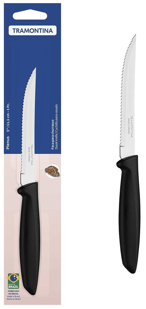 Фото - Ніж хвилястий Tramontina PLENUS black 11.6 см (23410/105)
