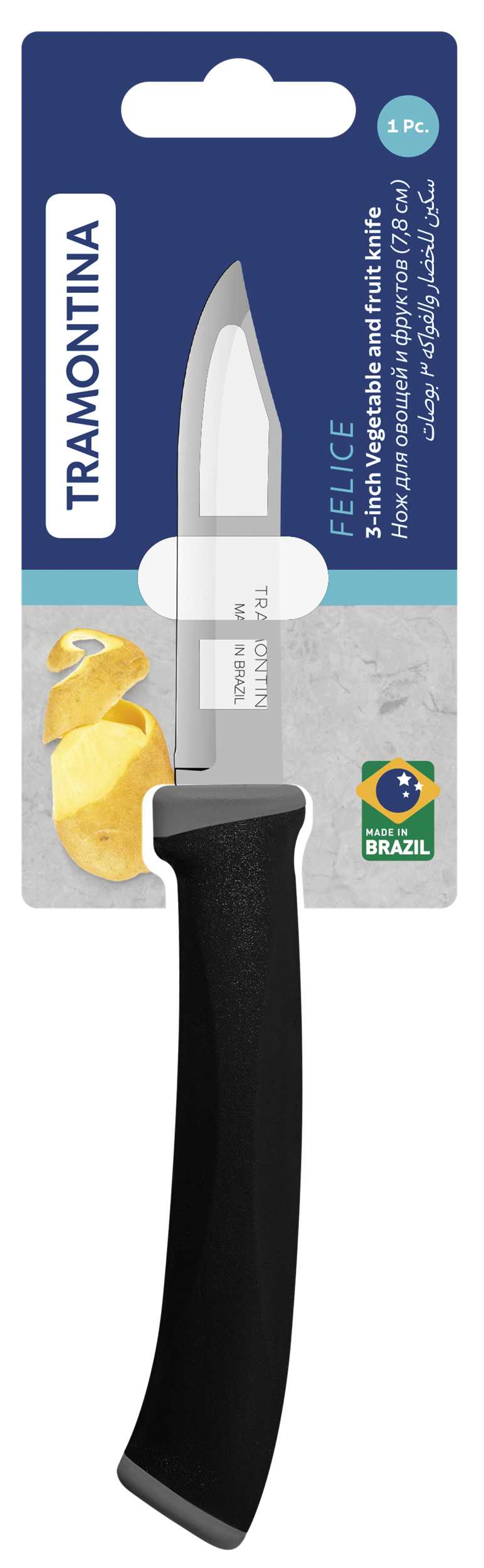 Фото - Нож для овощей Tramontina FELICE black 7,8 см (23490/103)