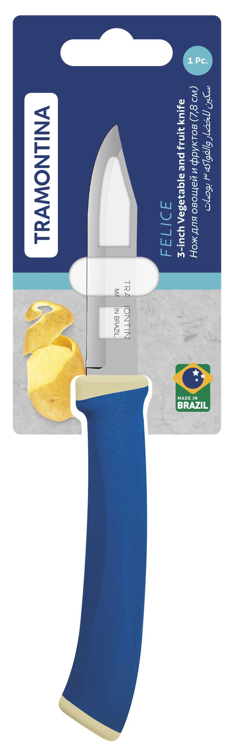 Фото - Нож для овощей Tramontina FELICE blue 7,8 см (23490/113)