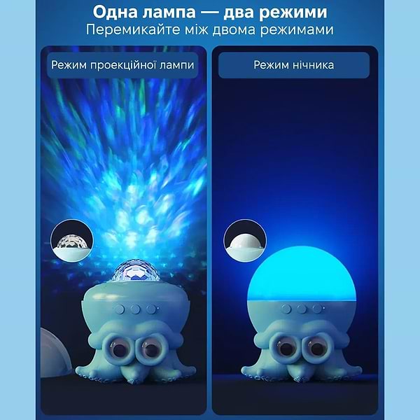 Фото - Ночник детский INSPIRE лазерный проектор звездного неба Осьминог (LWS-R-1)