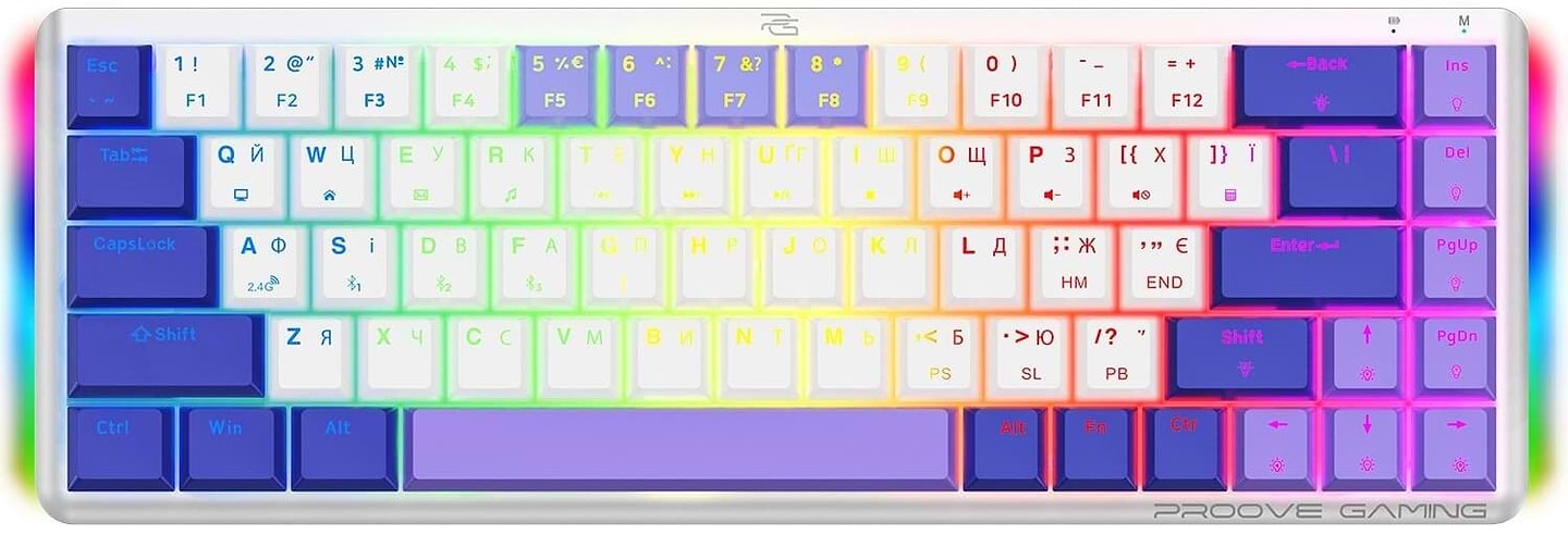 Клавіатура бездротова ігрова Proove Gaming AFK Ukraine Layout white (WKAFK1022002) - Фото 1