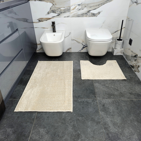 Фото - Коврик для ванной комнаты DarianA Joy 57x100+57x50 с вырезом молочный (1000010463)