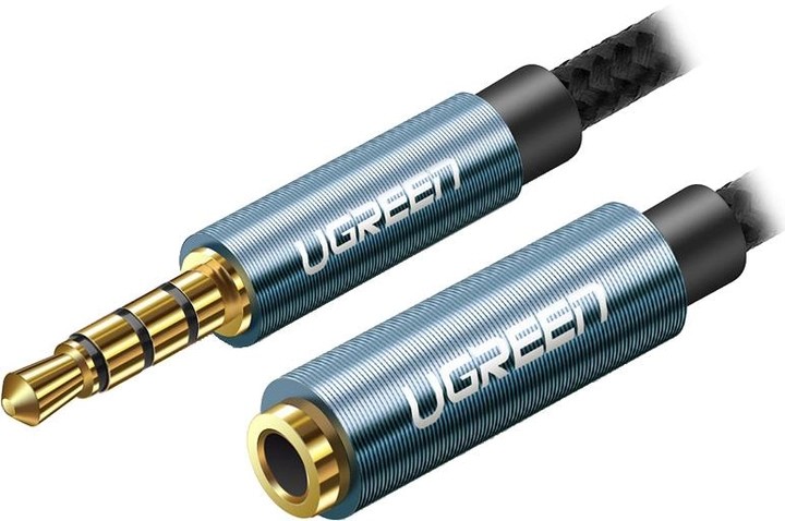 Кабель 3.5 мм -3.5 мм UGREEN AV118 3.5mm Male to 3.5mm Female Extensioin Cable 1m Blue (40673) - Фото 1