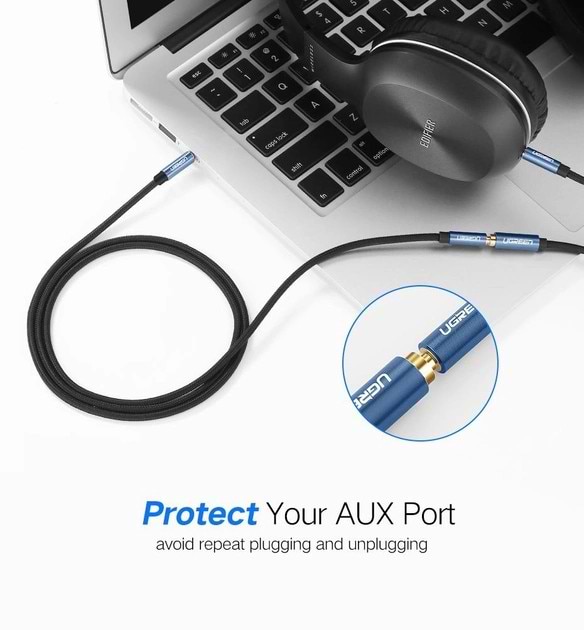 Фото - Кабель 3.5 мм -3.5 мм UGREEN AV118 3.5mm Male to 3.5mm Female Extensioin Cable 1m Blue (40673)