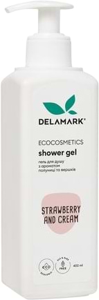 Гель для душа DeLaMark с ароматом клубники и сливок. 0.4 л (4820152331908)