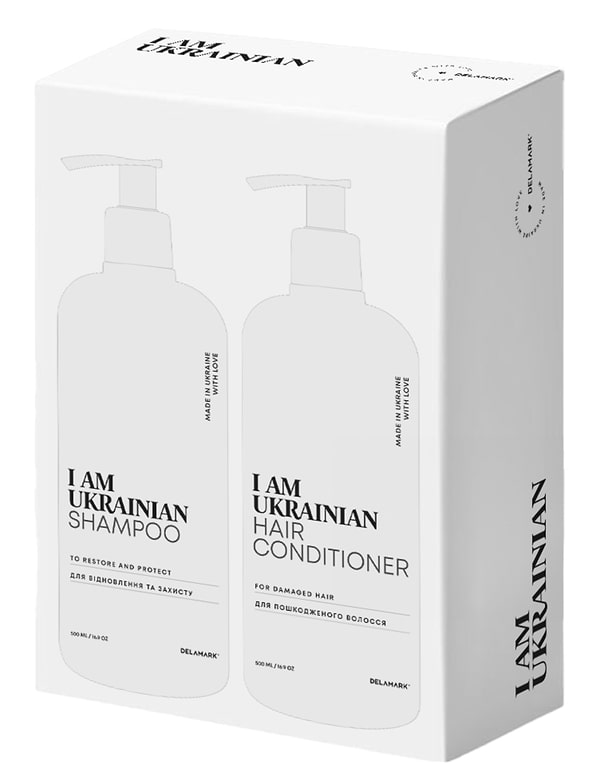 Фото - Подарунковий набір для догляду за волоссям DeLaMark Шампунь 500 мл +Кондиціонер 500 мл для пошкодженого волосся (4820152333636)