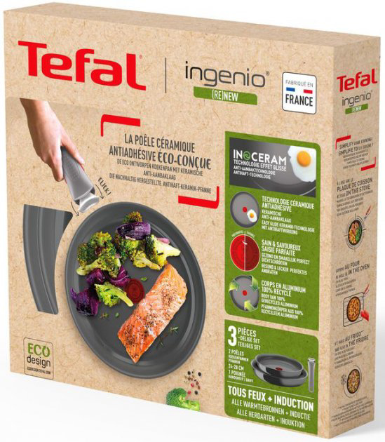 Фото - Набор сковород со съемной ручкой Tefal Ingenio Renew 3 пр. (L2609502)