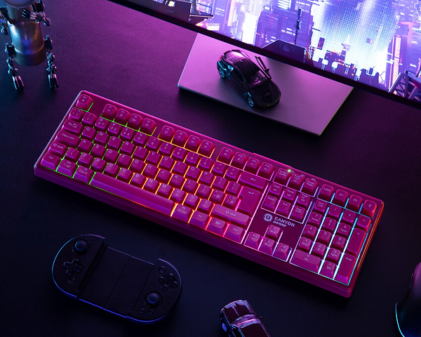 Фото - Клавиатура беспроводная игровая Canyon Fortnax GKW-2 RGB 2.4GHz+BT+USB Pink (CND-SKBW2)