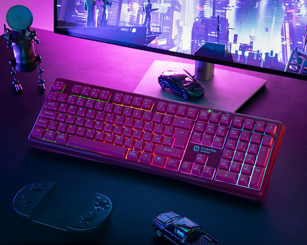 Фото - Клавиатура беспроводная игровая Canyon Fortnax GKW-2 RGB 2.4GHz+BT+USB Pink (CND-SKBW2)