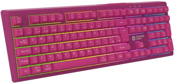 Фото - Клавиатура беспроводная игровая Canyon Fortnax GKW-2 RGB 2.4GHz+BT+USB Pink (CND-SKBW2)