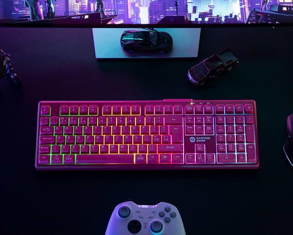 Фото - Клавиатура беспроводная игровая Canyon Fortnax GKW-2 RGB 2.4GHz+BT+USB Pink (CND-SKBW2)