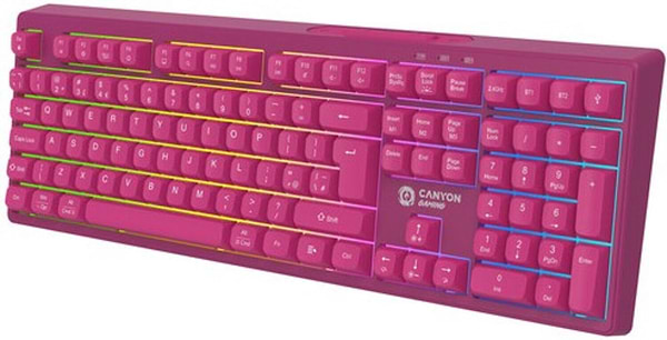 Фото - Клавиатура беспроводная игровая Canyon Fortnax GKW-2 RGB 2.4GHz+BT+USB Pink (CND-SKBW2)