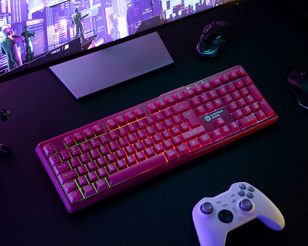 Фото - Клавиатура беспроводная игровая Canyon Fortnax GKW-2 RGB 2.4GHz+BT+USB Pink (CND-SKBW2)