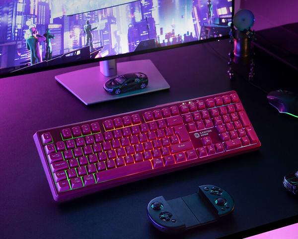 Фото - Клавиатура беспроводная игровая Canyon Fortnax GKW-2 RGB 2.4GHz+BT+USB Pink (CND-SKBW2)