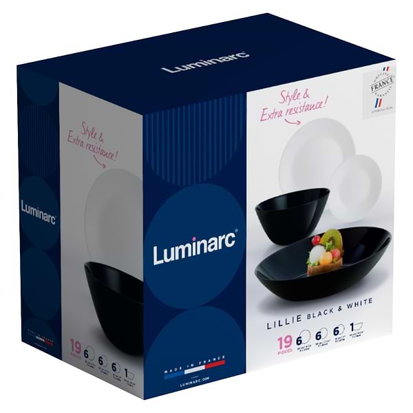 Фото - Столовий сервіз Luminarc LILLIE BLACK&WHITE 19 пр. (X1202)