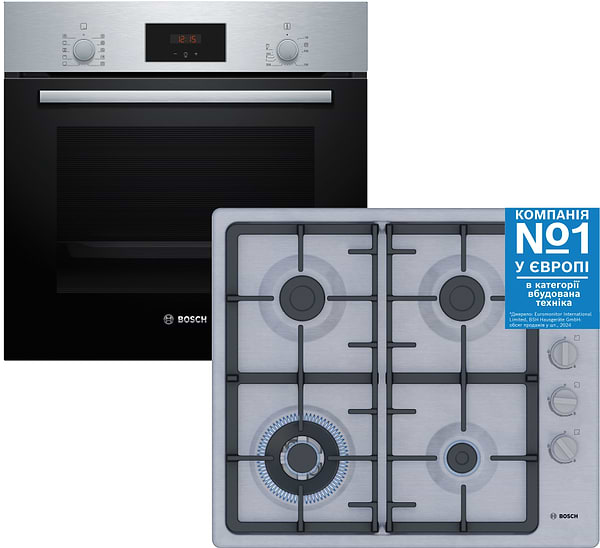 Фото - Комплект техніки Bosch Духова шафа + Варильна поверхня Bosch HBF512BS1T + PBH6C5K90R