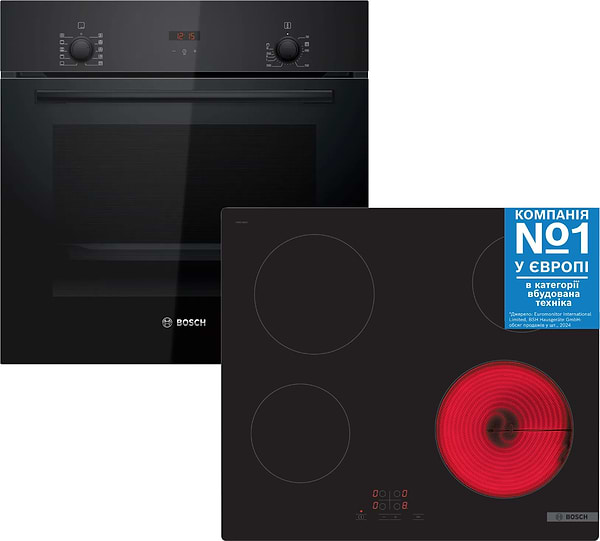 Фото - Комплект техники Bosch Духовой шкаф + Варочная панель Bosch HBF512BB1T + PKE611BA2E