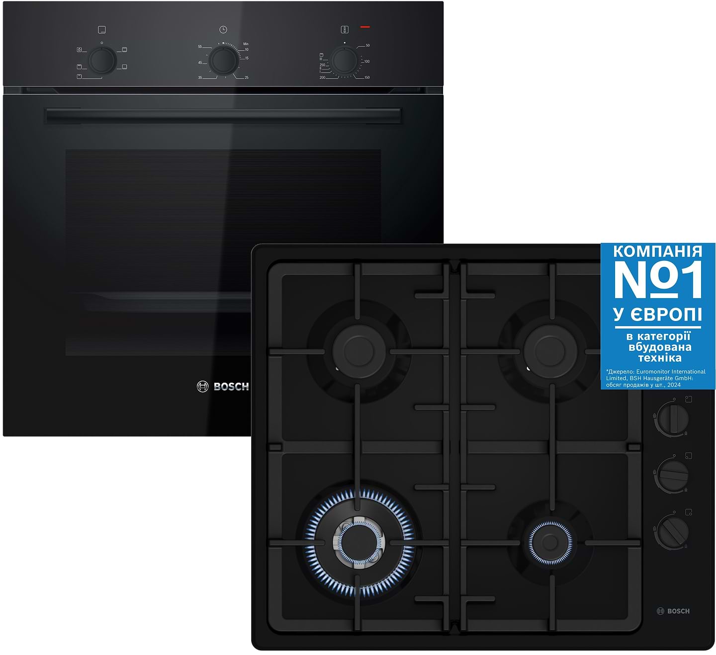 Комплект техніки Bosch Духова шафа + Варильна поверхня Bosch HBF011BA1T + PBH6C6K90R - Фото 1