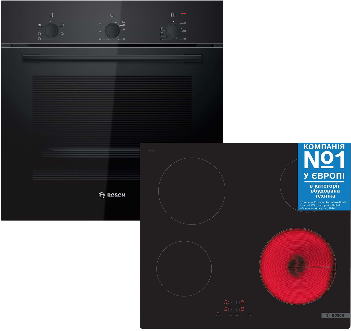 Комплект техники Bosch Духовой шкаф + Варочная панель Bosch HBF011BA1T + PKE611BA2E - Фото 1