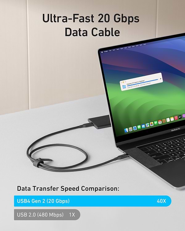 Фото - Кабель синхронізації даних Anker USB-C to USB-C - 0.9m 240W 20 Gbps 4K Video Tranfer Bio-Nylon Black (A80N1H11)