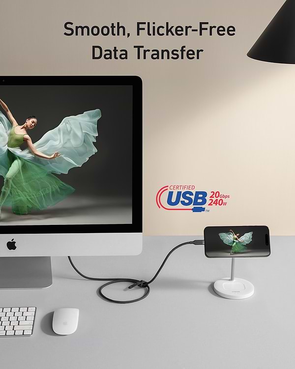 Фото - Кабель синхронізації даних Anker USB-C to USB-C - 0.9m 240W 20 Gbps 4K Video Tranfer Bio-Nylon Black (A80N1H11)