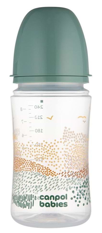 Пляшка для годування Canpol babies з широким отвором антиколікова Easystart MOUNTAINS 240 мл зелена (35/243_gre)