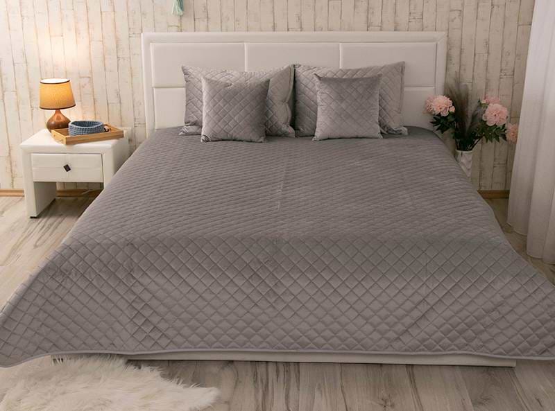 Фото - Покривало полуторне Руно 150х220 велюр (360.55_Grey ромб) Фото - Покривало полуторне Руно 150х220 велюр (360.55_Grey ромб)